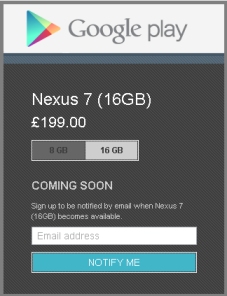 Google Play Nexus 7 Out of Stock